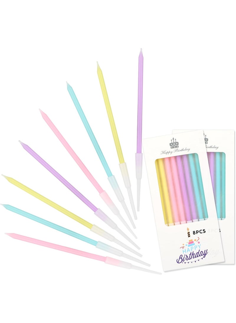 24PCS Long Stem Birthday Candles with Base for Home, Weddings, Birthday Parties and Home Decor, Birthday Gift, 5.4 Inches Tall（Candy Colors） - Image 1
