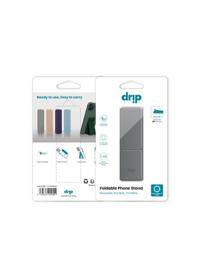 دريب حامل هاتف قابل للطي من Drip – رمادي غامق | حامل مكتبي قابل للتعديل للهواتف والأجهزة اللوحية - Image 1