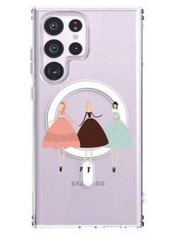 Magnetic Case for Samsung Galaxy S23 Ultra 6.8-inch Compatible with MagSafe Wireless Charging, Shockproof Phone Bumper Cover Pretty Girls Illustration