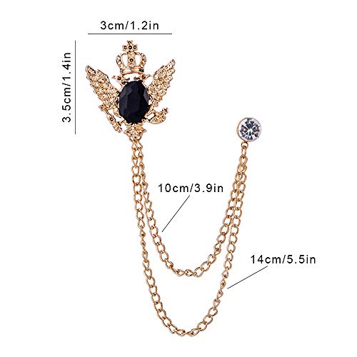 Huture 3PCS Men's Brooch Suit Pin Badge with Chains Buckle Chain Collar Lapel for Men Shirt Decoration Metal Clips Women Tuxedo Tie Hat Scarf - Image 2