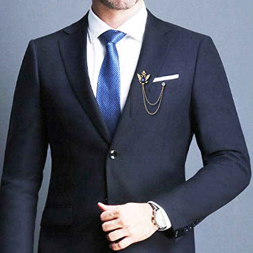 Huture 3PCS Men's Brooch Suit Pin Badge with Chains Buckle Chain Collar Lapel for Men Shirt Decoration Metal Clips Women Tuxedo Tie Hat Scarf - Image 5