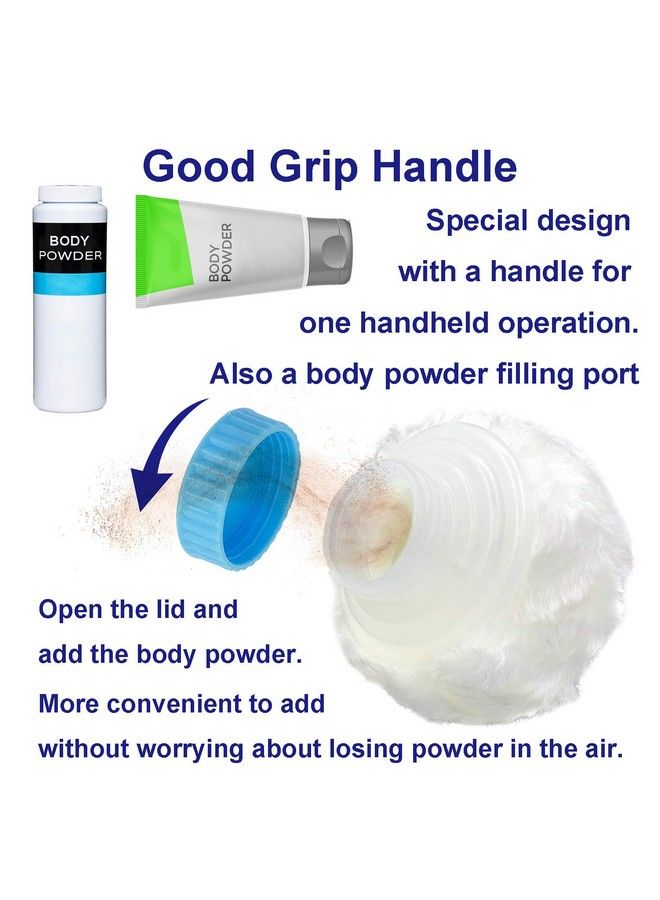 Aurasin حاوية مسحوق الجسم الكبيرة 3.15" علبة مسحوق الجسم الفاخر بعد الاستحمام للعناية بالطفل؛ علبة مسحوق الوجه والجسم مع مقبض يد (أزرق) - Image 4