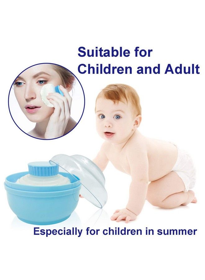 Aurasin حاوية مسحوق الجسم الكبيرة 3.15" علبة مسحوق الجسم الفاخر بعد الاستحمام للعناية بالطفل؛ علبة مسحوق الوجه والجسم مع مقبض يد (أزرق) - Image 5