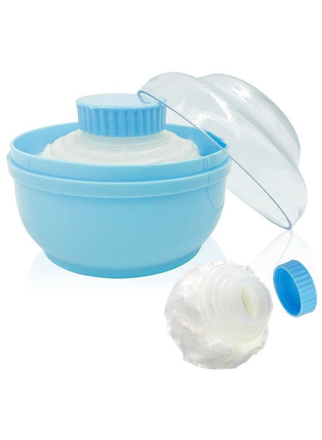 Aurasin حاوية مسحوق الجسم الكبيرة 3.15" علبة مسحوق الجسم الفاخر بعد الاستحمام للعناية بالطفل؛ علبة مسحوق الوجه والجسم مع مقبض يد (أزرق) - Image 1