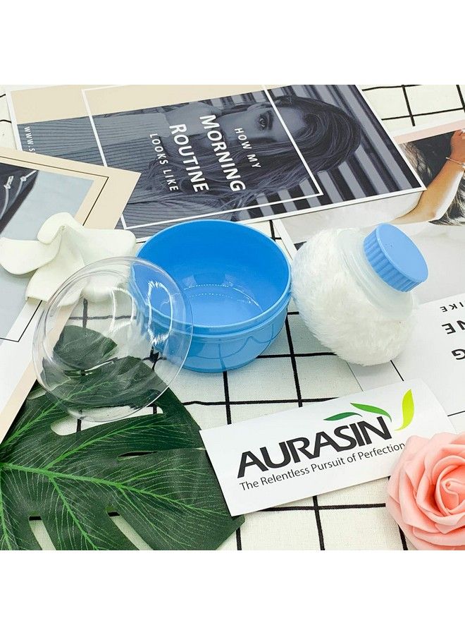 Aurasin حاوية مسحوق الجسم الكبيرة 3.15" علبة مسحوق الجسم الفاخر بعد الاستحمام للعناية بالطفل؛ علبة مسحوق الوجه والجسم مع مقبض يد (أزرق) - Image 3
