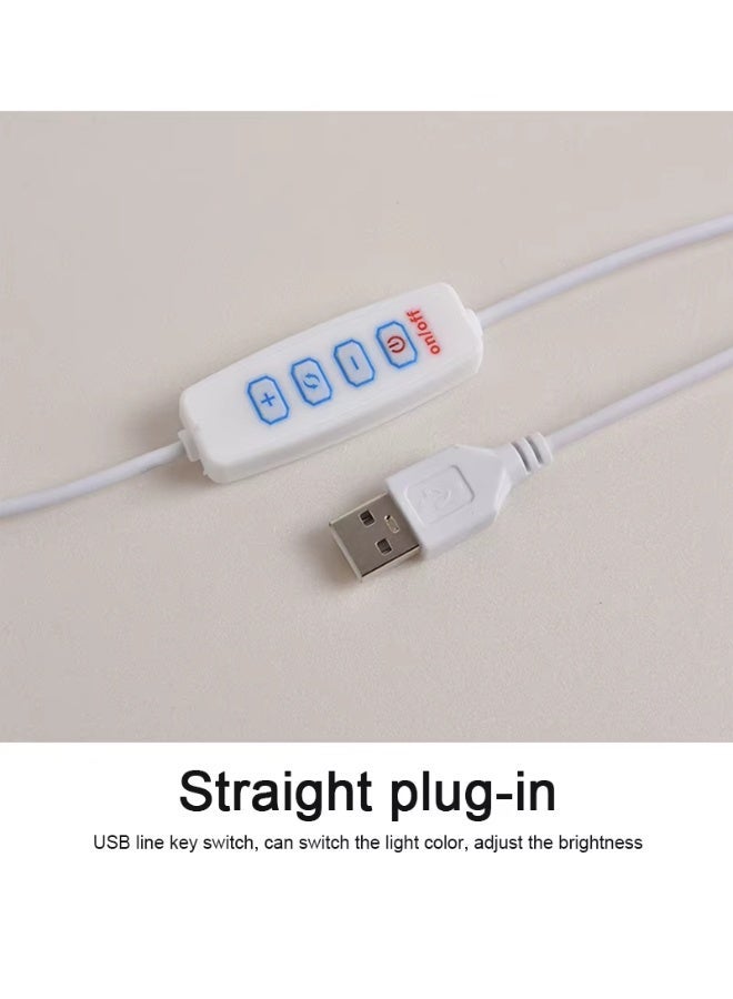مصباح مكتبي من الكريستال بتقنية LED من AL ARQAM، بقوة 2 واط، يعمل بمنفذ USB، بثلاث درجات حرارة لونية وسطوع قابل للتعديل، مصباح ليلي مريح للعين للدراسة والمكتب وغرفة النوم (فضي). - Image 3