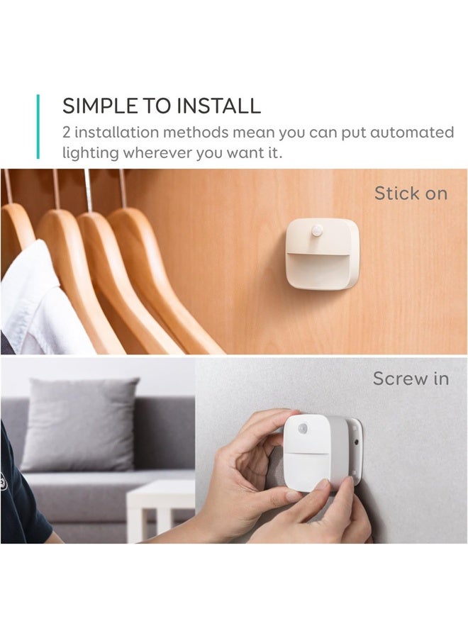 هومستر 3 حزمة كفاءة الطاقة عصا على ضوء الليل، دافئ أبيض LED، استشعار الحركة، لغرفة النوم، الحمام، المطبخ، الممر، الدرج - Image 4