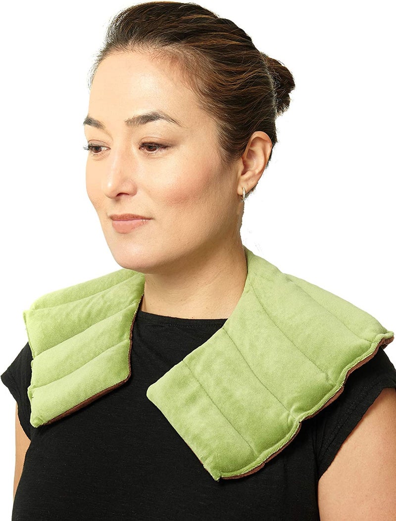 DreamTime Hot or Cold Neck Wrap Microwaveable Heating Pad for Shoulders Calming Lavender and Peppermint Aromatherapy Freeze to Soothe Pain Soft Silky Spa Pillow