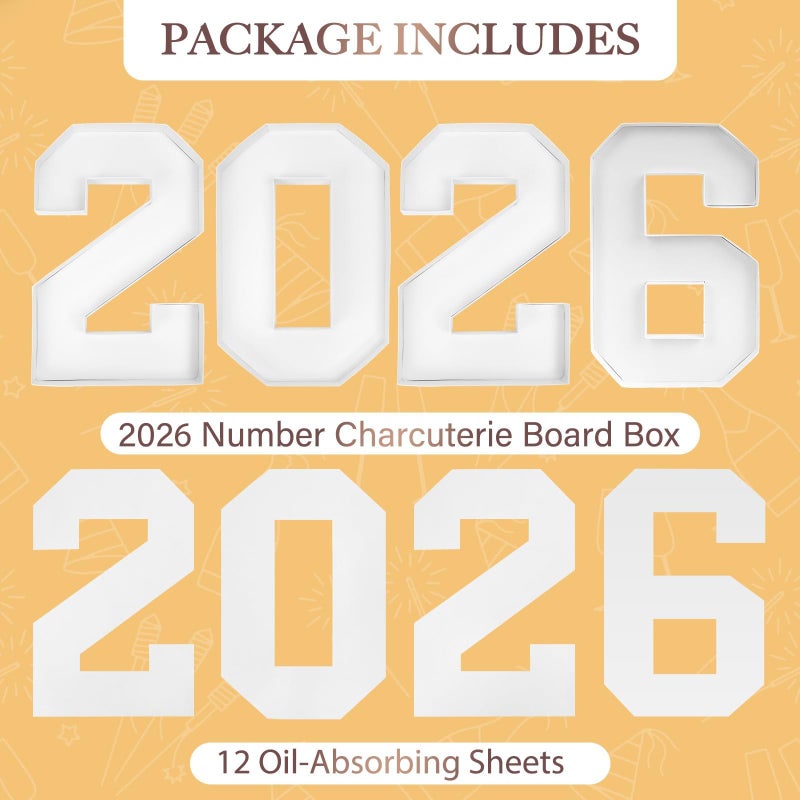 ORIENTAL CHERRY 2026 Graduation Decorations - Graduation Centerpieces for Tables - 2026 Numbers Charcuterie Board Box - 10" Serving Paper Tray Decoration for Kindergarten Preschool High School College Party Supplies - Image 2