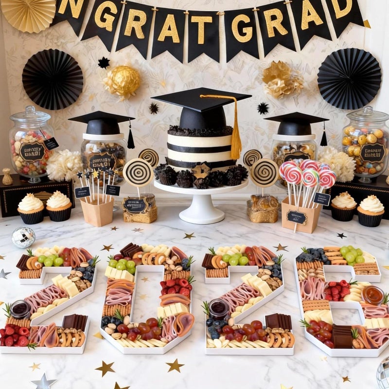 ORIENTAL CHERRY 2026 Graduation Decorations - Graduation Centerpieces for Tables - 2026 Numbers Charcuterie Board Box - 10" Serving Paper Tray Decoration for Kindergarten Preschool High School College Party Supplies - Image 5