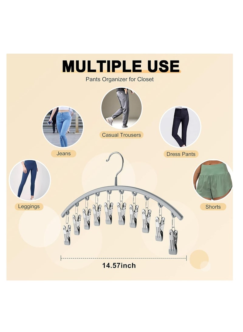 Zikra 2Pcs Legging Organizer, Pant Hangers, Metal Yoga Pants Hanger, with Rubber Coated, Hangers Space Saving Hanging Closet Organizer, with 10 Clips, for Closet Organizers and Storage - Image 5