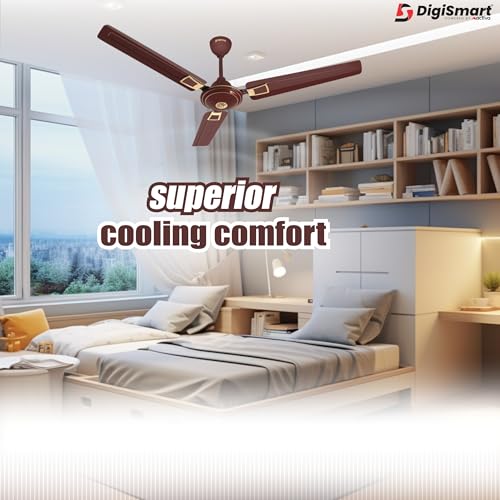 DIGISMART Apsara 1200mm Ceiling Fan, BEE Approved One Star Rating, 390 RPM High Speed Air Delivery, Aerodynamic Larger Blade, Anti Dust Coating, 60 W Motor, 2 Years Warranty (Deco Brown) - Image 3