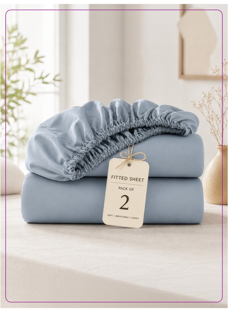 Donetella King Fitted Sheets 180x200 cm – Pack of 2 | OEKO-TEX Certified Brushed Microfiber | Deep Pocket with 360° All-Round Elastic | Ultra Soft, Wrinkle Resistant, Easy Care | Safe for Sensitive Skin - Image 1