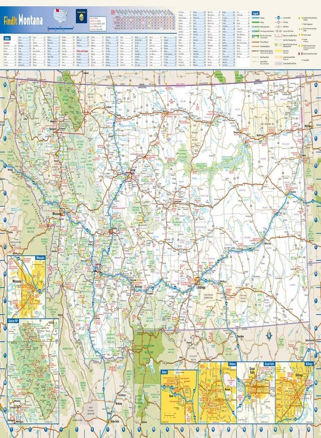Globe Turner Montana State Wall Map - 22.5" x 17.5" Laminated, Full Color, Road, Navigational, Semi-Gloss Finish - Image 1