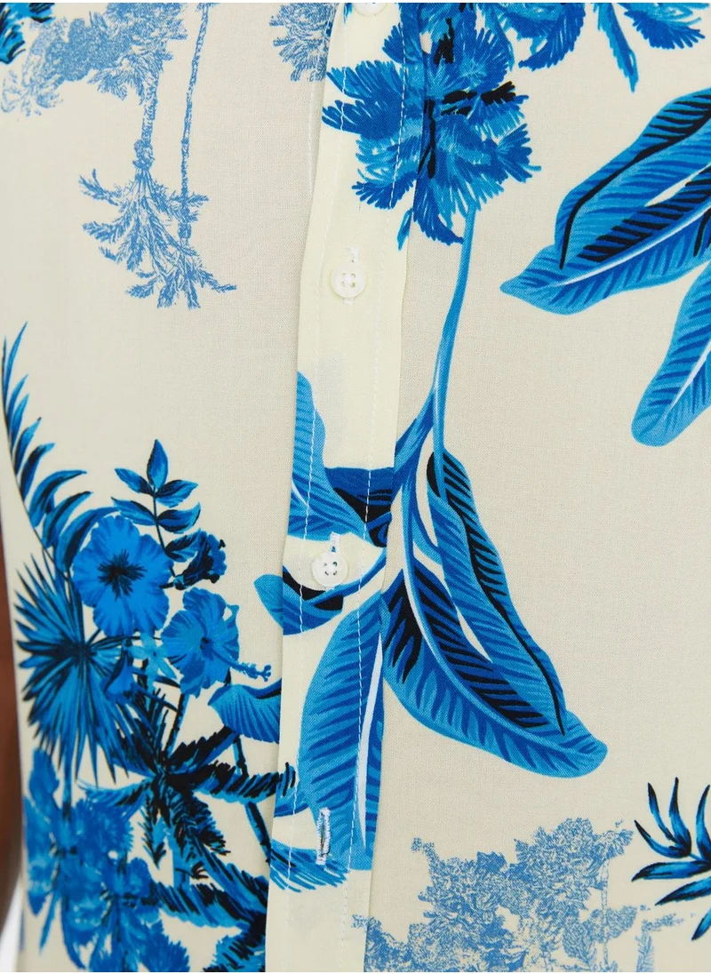 trendyol Leaf Print Regular Fit Shirt