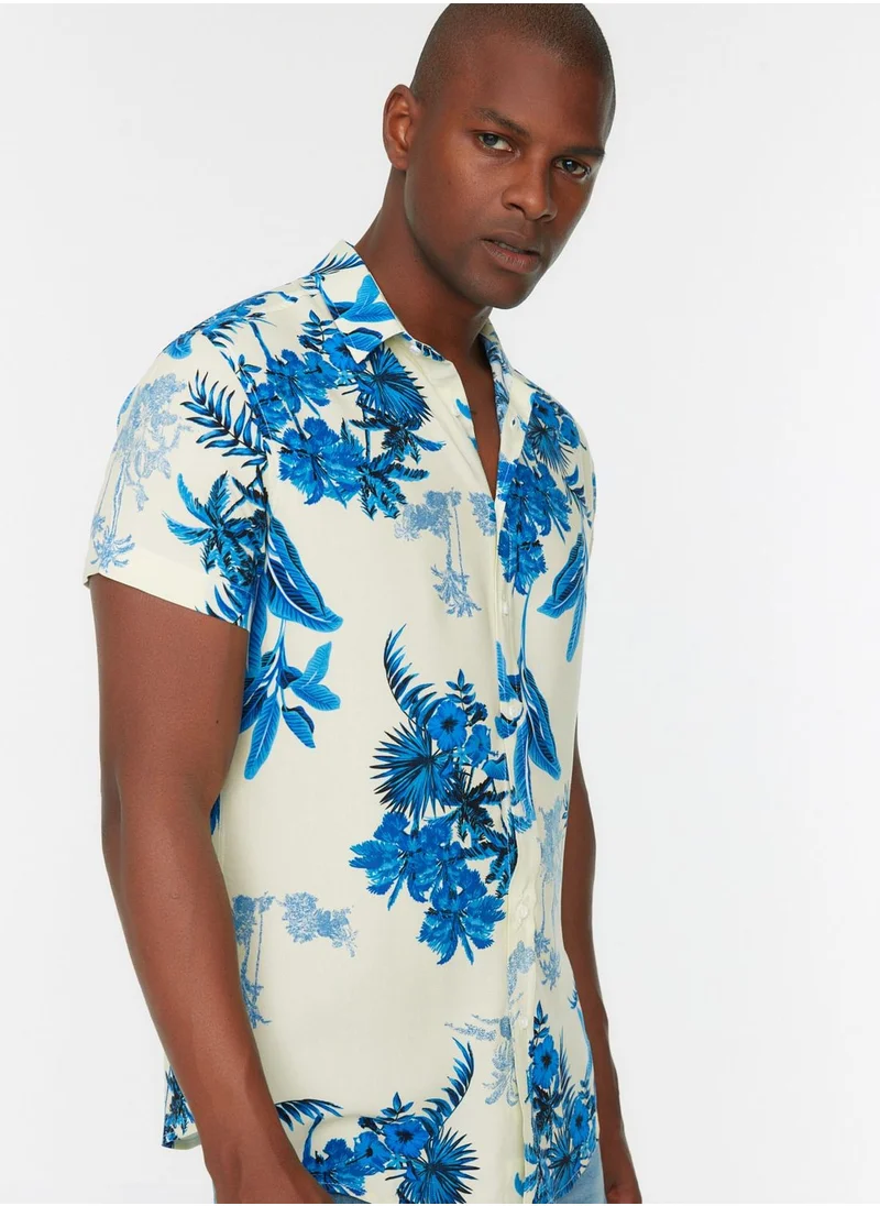 trendyol Leaf Print Regular Fit Shirt