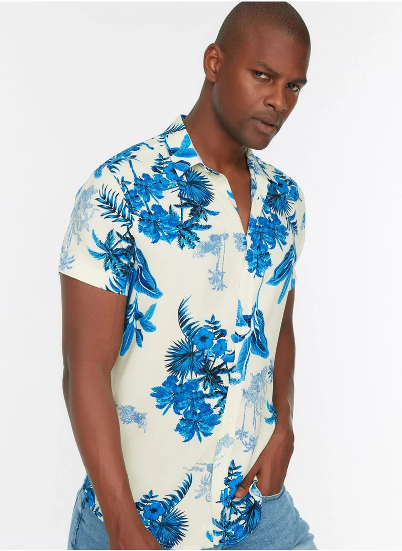 trendyol Leaf Print Regular Fit Shirt