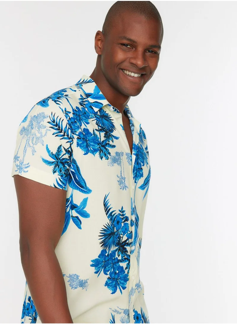 trendyol Leaf Print Regular Fit Shirt