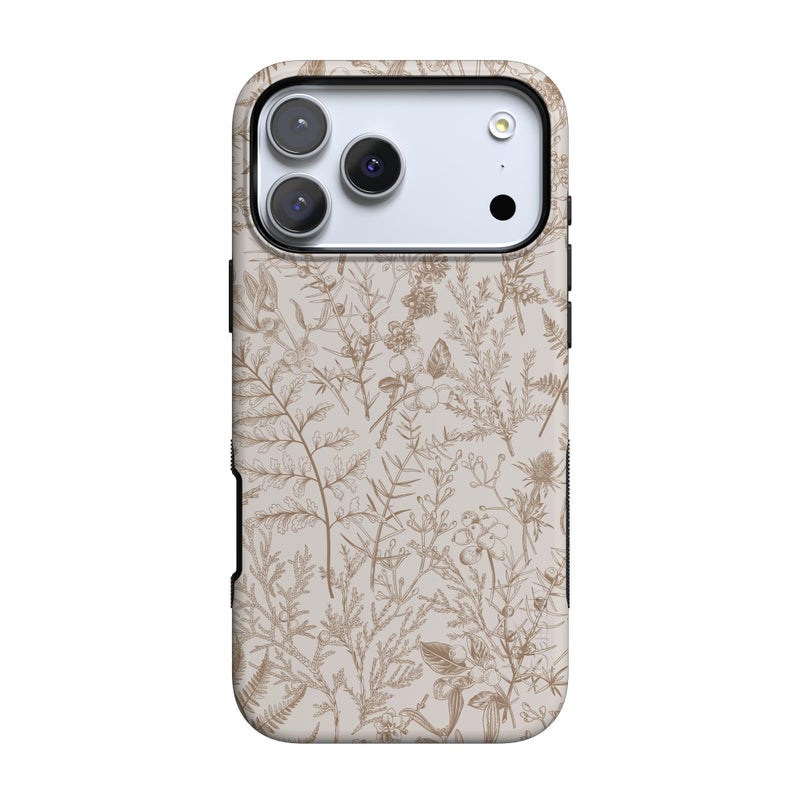 Casely iPhone 17 Pro Max Case | Beige Garden | Neutral Floral | Bold Protective Design | Compatible with MagSafe - Image 1