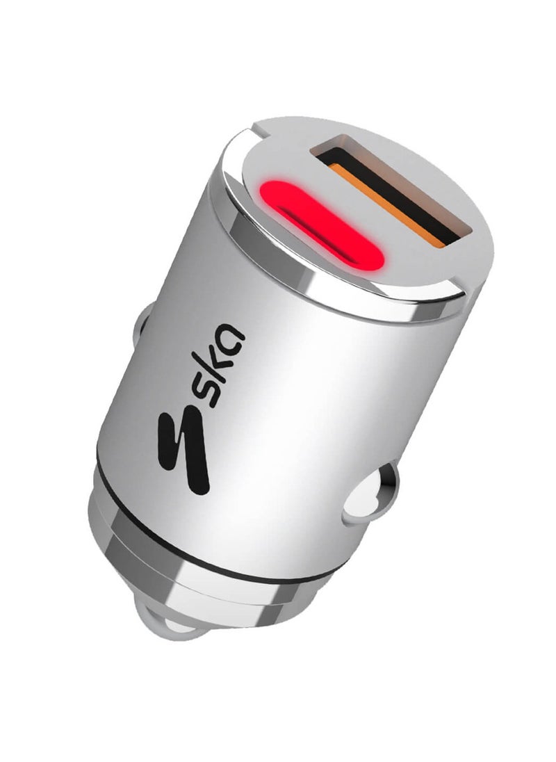 SKA Fast Car Charger USB-C PD 30W + USB-A QC 18W | Dual Port Charger for iPhone 16/15/14/13, Samsung S24/S23, Huawei, Xiaomi | Compact Design, Safety Features | Best Car Accessories for Fast Charging  - Image 1