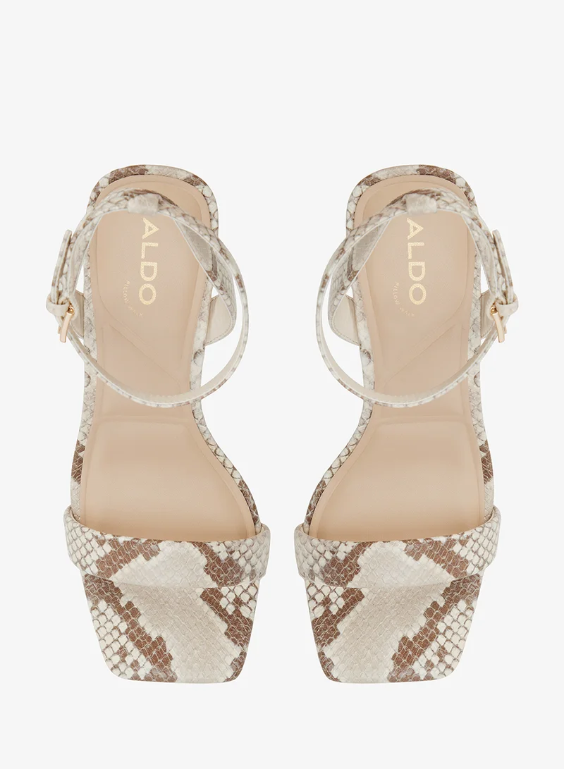 Aldo BROWN MULTI Austorai Ankle Strap Mid Heel Sandals for Women | Best Price UAE