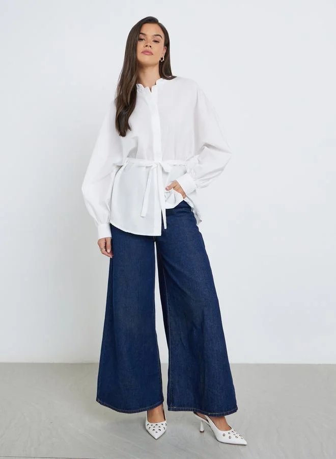 ستايلي بلوزة فضفاضة بأكمام بالون