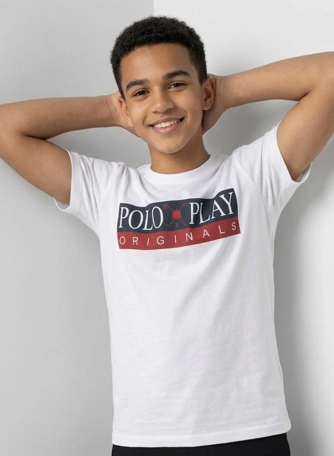 Polo Play Teen Boys Graphic Logo Crew Neck T-Shirt
