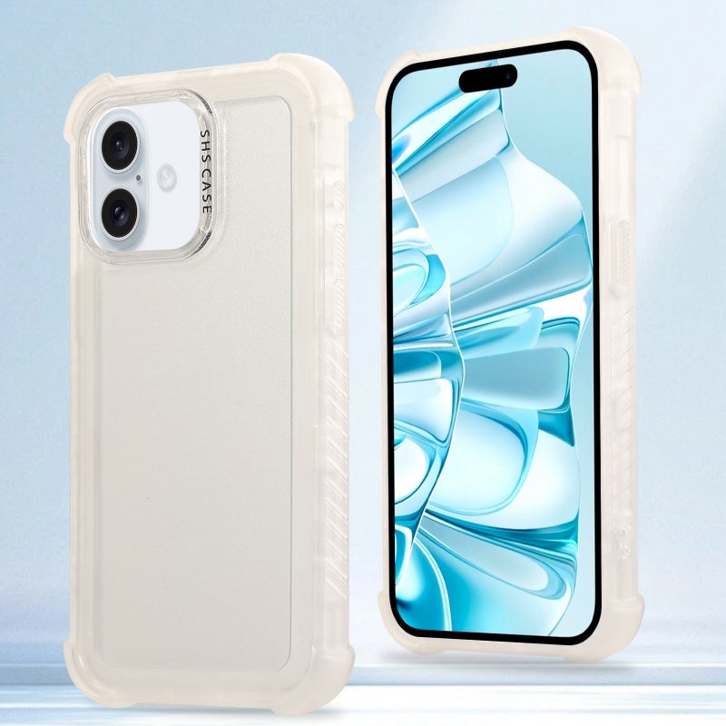 HuHa Protective Cover For iPhone 16 Transparent Matte TPU Hybrid PC 3-in-1 Phone Case(White) - Image 1