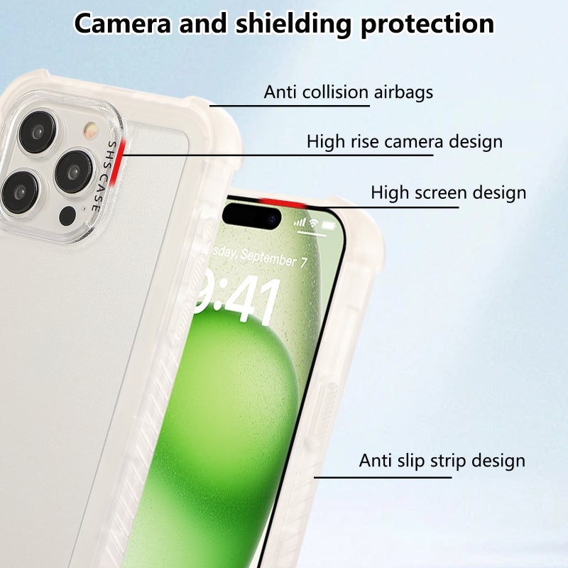 HuHa Protective Cover For iPhone 16 Transparent Matte TPU Hybrid PC 3-in-1 Phone Case(White) - Image 2