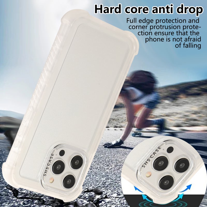 HuHa Protective Cover For iPhone 16 Transparent Matte TPU Hybrid PC 3-in-1 Phone Case(White) - Image 5