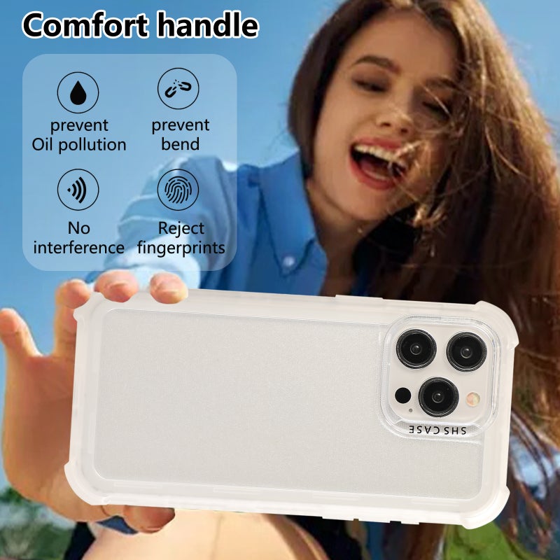 HuHa Protective Cover For iPhone 16 Transparent Matte TPU Hybrid PC 3-in-1 Phone Case(White) - Image 4