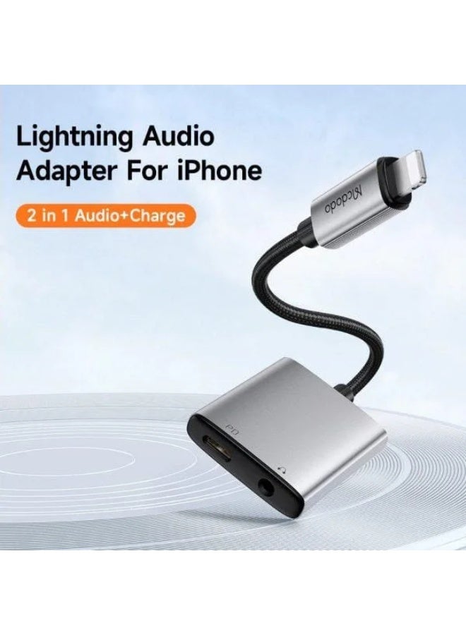 CA-554 Adapter , Lightning to Lightning + 3.5mm Audio Adapter , Enjoy charging and playing music at the same time , Lightweight and high-quality aluminum and nylon design , Supports fast charging up to 2.4A and wired volume control , Compatible with iPhone devices and CE/RoHS certified
