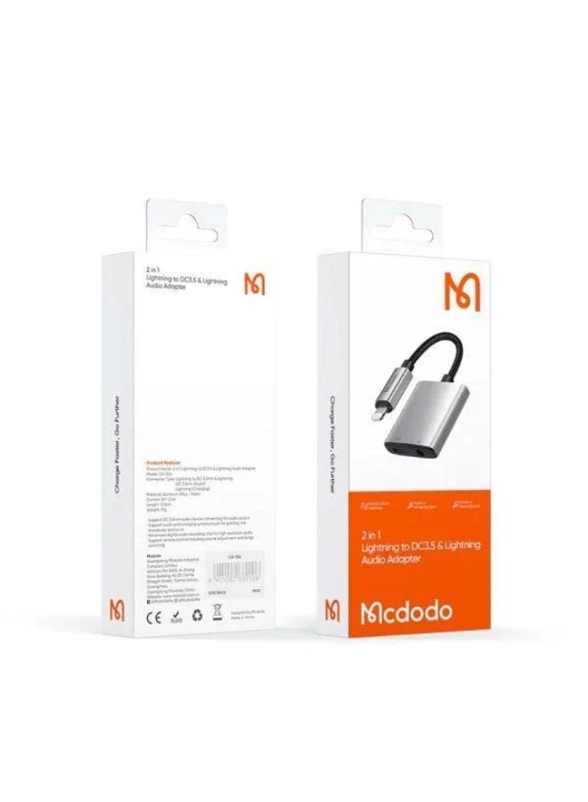 CA-554 Adapter , Lightning to Lightning + 3.5mm Audio Adapter , Enjoy charging and playing music at the same time , Lightweight and high-quality aluminum and nylon design , Supports fast charging up to 2.4A and wired volume control , Compatible with iPhone devices and CE/RoHS certified