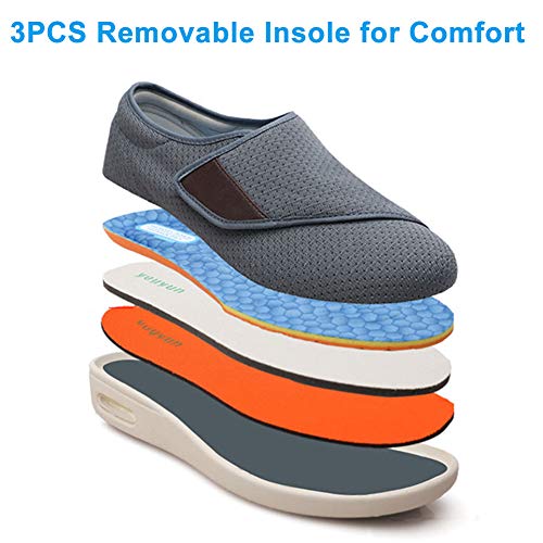 Orthoshoes Womens Stylish Diabetic Shoes with Arch Support,Extra Wide Widths Walking Edema Sneakers Adjustable Strap Easy On/Off with 3 Pairs Insoles Replacement for Support Swollen Feet Navy - Image 5
