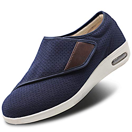 Orthoshoes Womens Stylish Diabetic Shoes with Arch Support,Extra Wide Widths Walking Edema Sneakers Adjustable Strap Easy On/Off with 3 Pairs Insoles Replacement for Support Swollen Feet Navy - Image 1