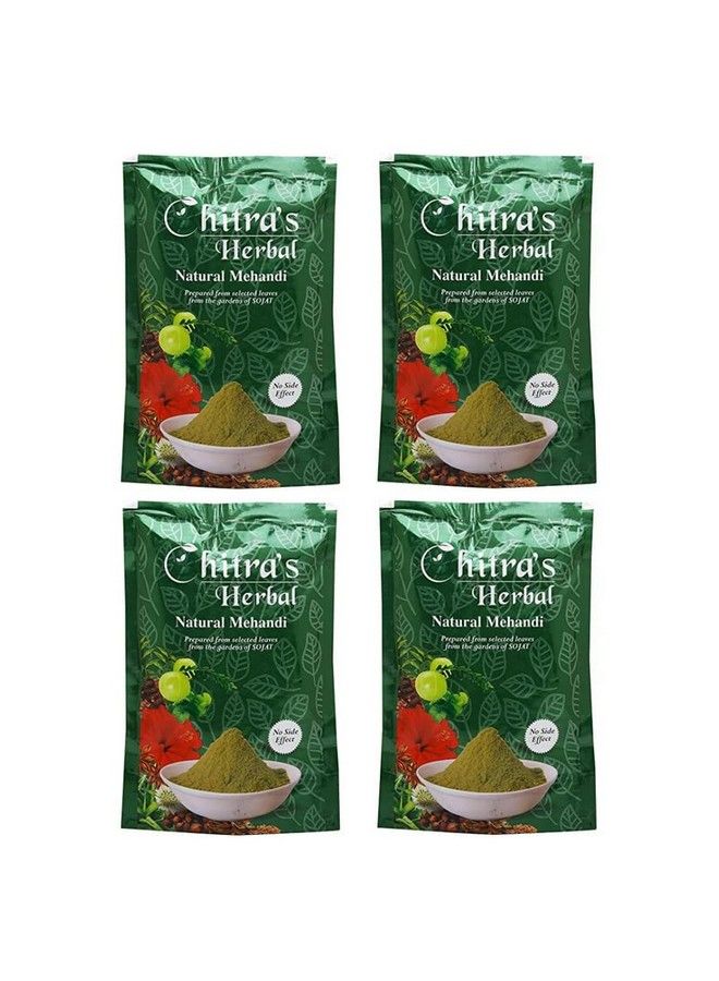 Chitra's Herbal مسحوق الحناء الطبيعي ;; حناء عشبية نقية ;; لتلوين الشعر وتغذية فروة الرأس بعمق 150 جرام لكل عبوة (عبوة من 4)  - Image 2