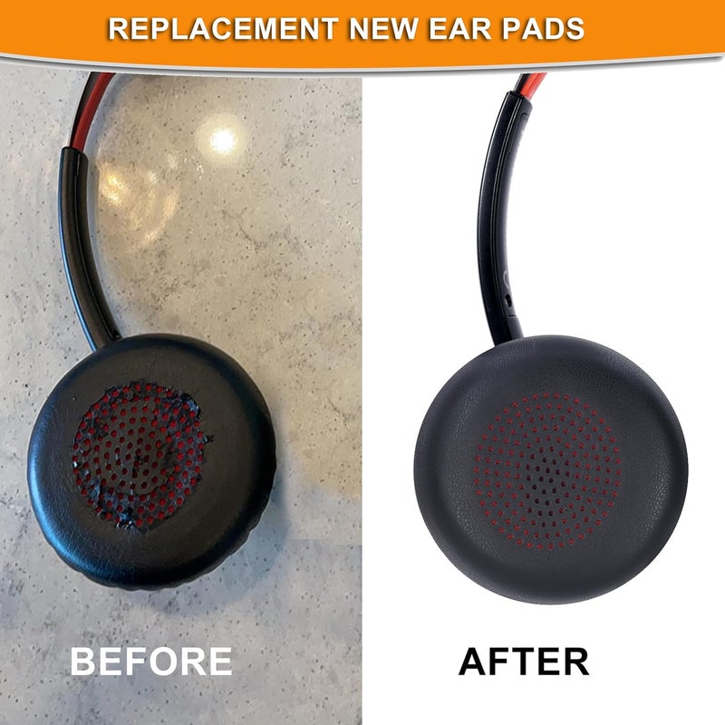 defean Voyager Focus UC Ear Pads - Replacement Ear Cushion Cover Compatible with Poly Voyager Focus UC, Plantronics Voyager Focus UC B825 Binaural, BLACKWIRE 5220 5210 7225, Voyager Focus 2 UC USB-A Headset - Image 4