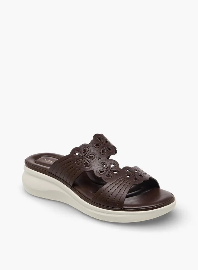 Flora Bella By Shoexpress BROWN Flora Bella Women Floral Cutout Wedge Heel Sandals for Women | Best Price UAE