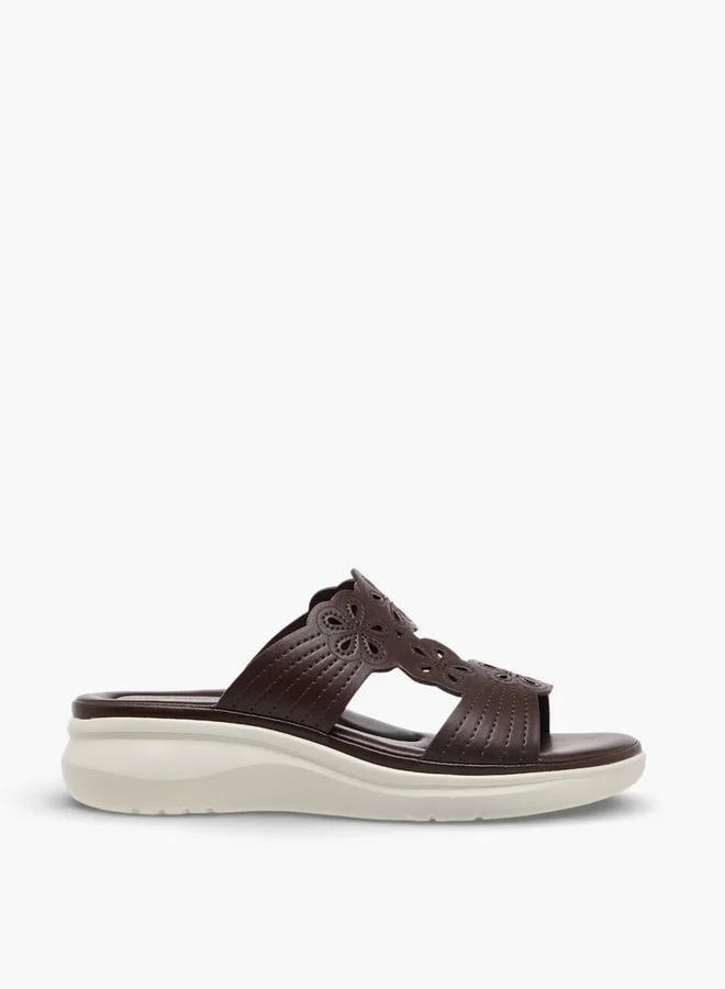Flora Bella By Shoexpress BROWN Flora Bella Women Floral Cutout Wedge Heel Sandals for Women | Best Price UAE