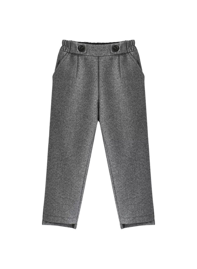 Girls Herringbone Pattern High Low Hem Thermal Pants  - Image 1