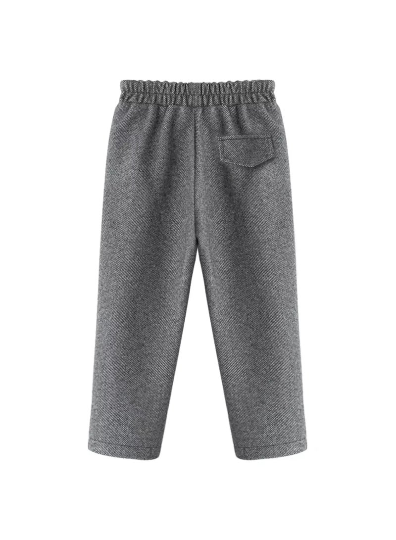 Girls Herringbone Pattern High Low Hem Thermal Pants  - Image 2
