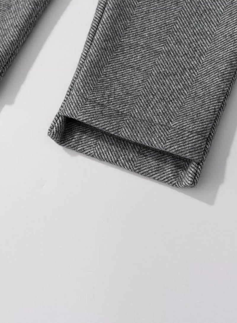 Girls Herringbone Pattern High Low Hem Thermal Pants  - Image 4