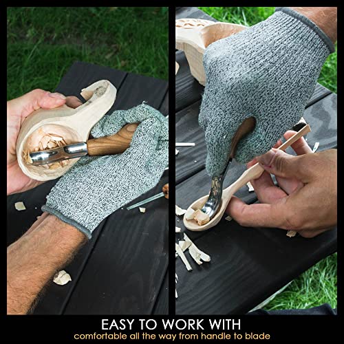 BeaverCraft Wood Carving Gouges Kit SC05 - Wood Carving Chisels Set with Palm Gouge & Flat Straight Chisel, Rounded Short Bent, V-chisels - Whittling Knives, Tools for Beginners and Profi Carvers - Image 5