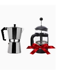 Generic Aluminium Espresso Percolator Coffee Maker +Coffee Maker French Press Multicolor  - Image 1