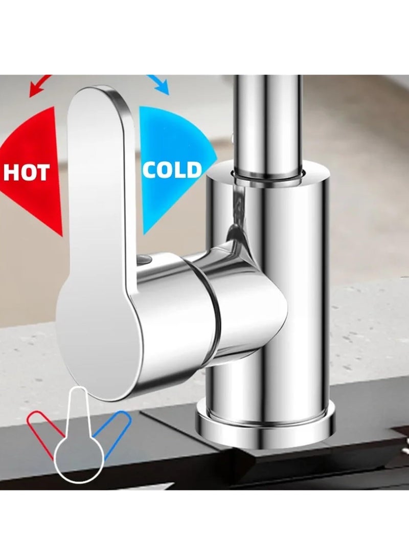 Waterfall 4 Modes Faucet Kitchen Stream Sprayer Faucets Deck Mounted Taps Hot Cold Water Mixer Wash Sink Tap, Sink Faucets, Gray - Image 4