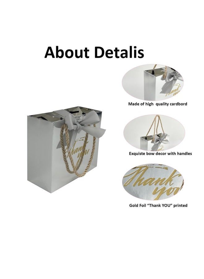TKSBAG 50 Pack Small Thank You Gift Bags with Handles, 5.5''x 2.5''x4.7'' Mini Silver Gift Bags Bulk for Baby Shower, Birthday, Wedding, Party Favors - Image 3