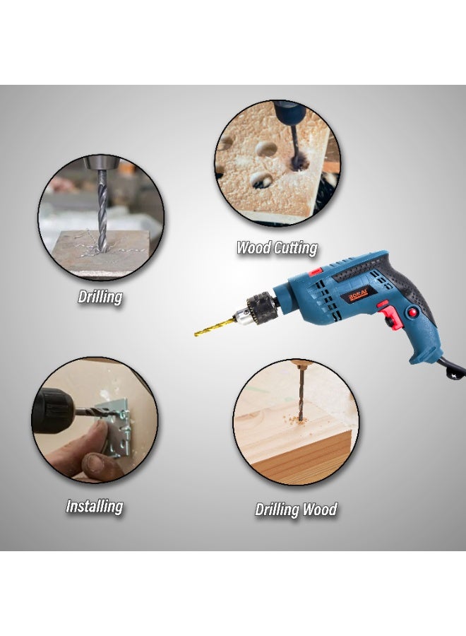 Bonai Electric Impact Drill Machine with Multi-Function Accessories, Wall Steel Wood Drilling, Furniture Installation, Cutting & Polishing Tool, 13mm Chuck, 220V 50/60Hz, 750–1500W, Model BN-HK113 - Image 4