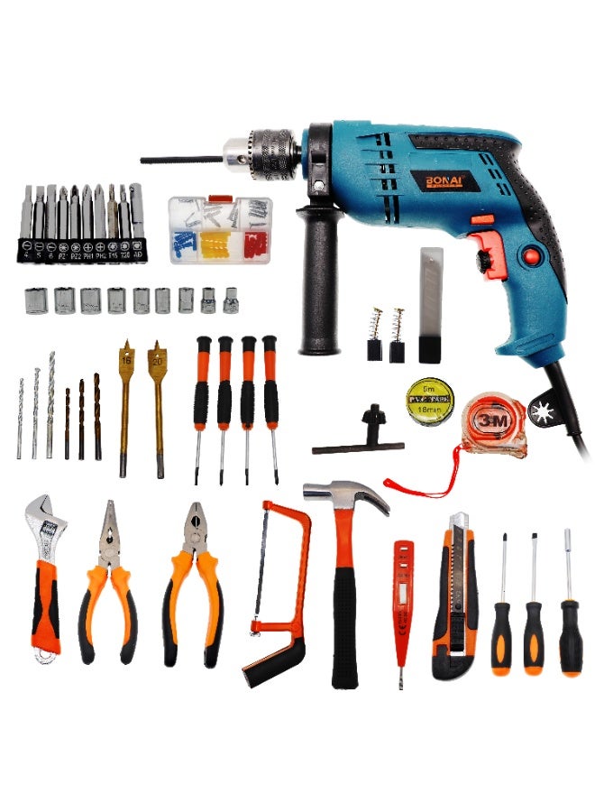 Bonai Electric Impact Drill Machine with Multi-Function Accessories, Wall Steel Wood Drilling, Furniture Installation, Cutting & Polishing Tool, 13mm Chuck, 220V 50/60Hz, 750–1500W, Model BN-HK113 - Image 1