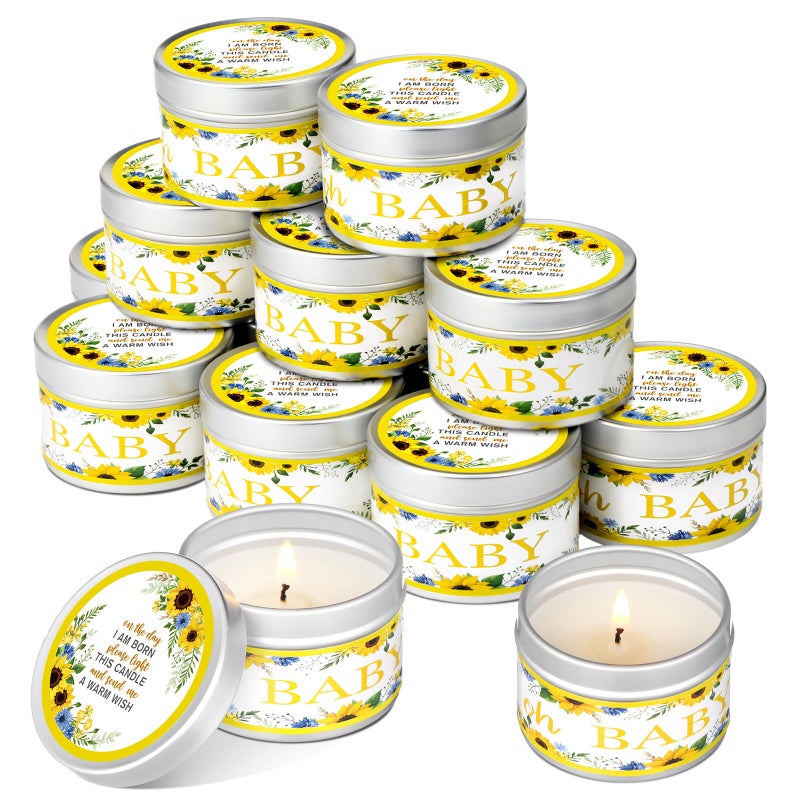 فانترى 12 قطعة هدايا حفلة استقبال المولود للضيوف زينة حفلة استقبال المولود شموع معطرة برائحة اللافندر شمعة كشف الجنس شمعة ريفية هدية عودة عباد الشمس