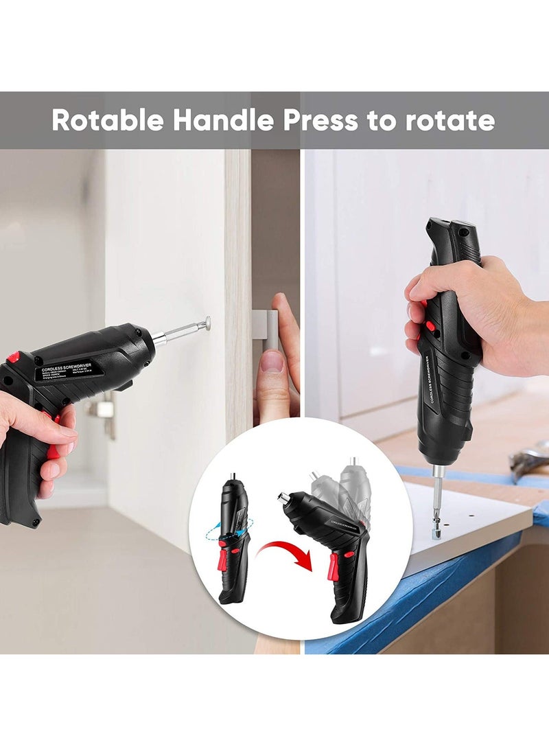 HOMESTAR Electric Screwdriver, LED Light Cordless with 3 Gear Torque and Smart Chuck Screw Guns, Twistable Handle 48 in 1 Rechargeable for Furniture Assembly, Home DIY Projects - Image 4